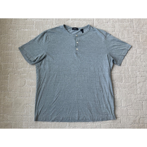 Theory Combo Feeder Stripe Henley Short Sleeve Shirt Cotton - Picture 1 of 9